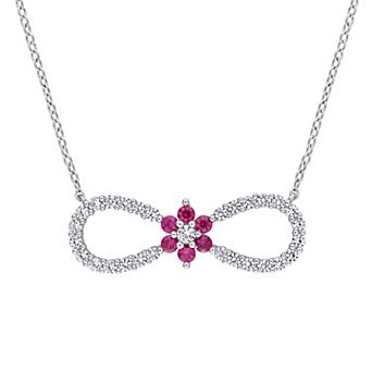 Stella Grace Sterling Silver Lab Created Ruby & Lab Created White Sapphire Infinity Pendant