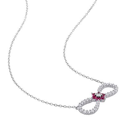 Stella Grace Sterling Silver Lab Created Ruby & Lab Created White Sapphire Infinity Pendant