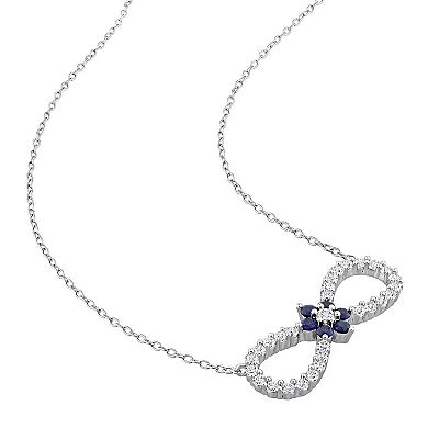 Stella Grace Sterling Silver Lab Created Blue & White Sapphire Infinity Pendant