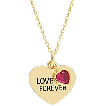 Stella Grace 18k Gold Over Silver Lab Created Ruby "Love You Forever" Heart Pendant