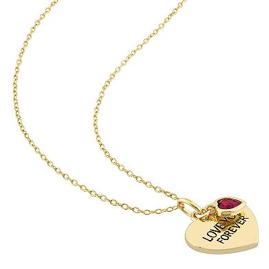 Stella Grace 18k Gold Over Silver Lab Created Ruby "Love You Forever" Heart Pendant