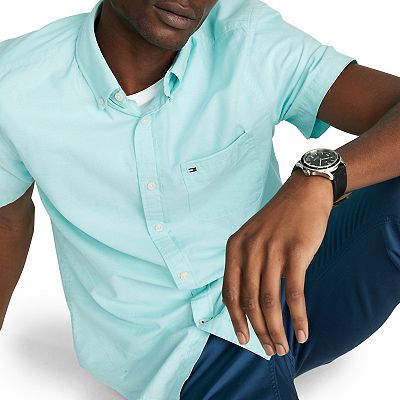 tommy hilfiger custom fit dress shirt Tommy Hilfiger Custom Fit Purple & White Checkered Button-Down Dress Shirt  L/G