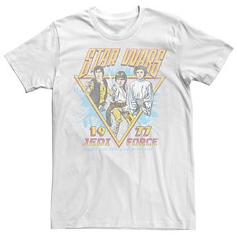 Men's Star Wars A New Hope Han Solo, Luke & Leia Jedi Force 1977 Tee