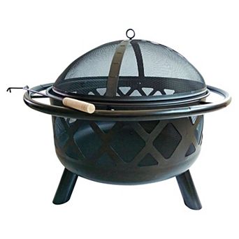 Teamson Home Round Trellis Wood Burning Fire Pit