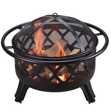 Teamson Home Round Trellis Wood Burning Fire Pit