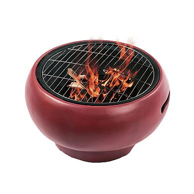 Teamson Home Outdoor Maroon Concrete Wood Burning Fire Pit