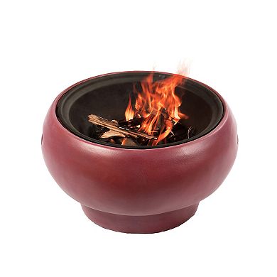 Teamson Home Outdoor Maroon Concrete Wood Burning Fire Pit
