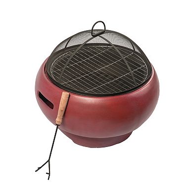 Teamson Home Outdoor Maroon Concrete Wood Burning Fire Pit