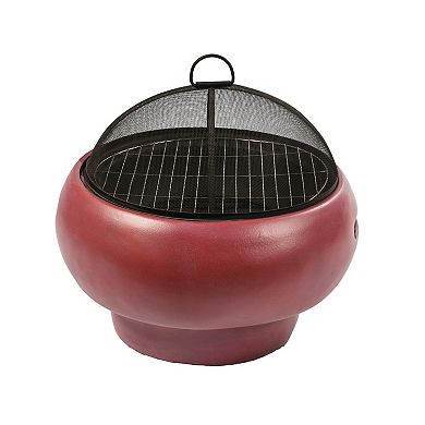 Teamson Home Outdoor Maroon Concrete Wood Burning Fire Pit