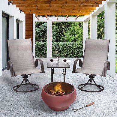 Teamson Home Outdoor Maroon Concrete Wood Burning Fire Pit