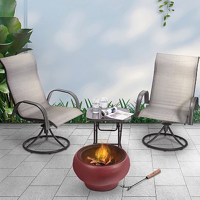 Teamson Home Outdoor Maroon Concrete Wood Burning Fire Pit
