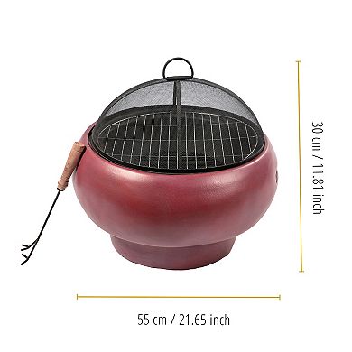 Teamson Home Outdoor Maroon Concrete Wood Burning Fire Pit
