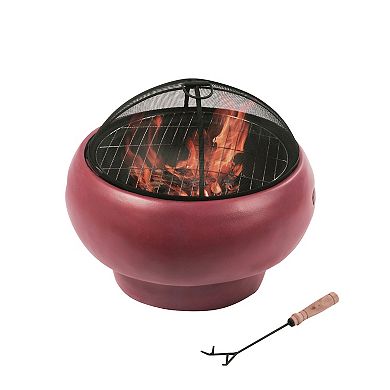 Teamson Home Outdoor Maroon Concrete Wood Burning Fire Pit
