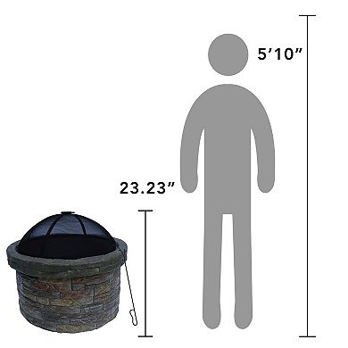 Teamson Home Outdoor Concrete Round Wood Burning Fire Pit