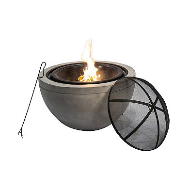 Teamson Home Concrete Outdoor Round Wood Burning Fire Pit