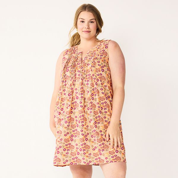 Plus Size Sonoma Goods For Life® Pintuck LinenBlend Dress