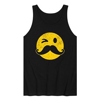 Men's Winking Smile Face Mustache Tank Top