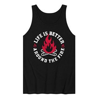 Men's Life Is Better Around Fire Tank Top