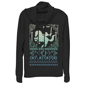 Juniors' Nintendo Zelda Link and Epona Holiday Cowlneck Graphic Lightweight Long Sleeve