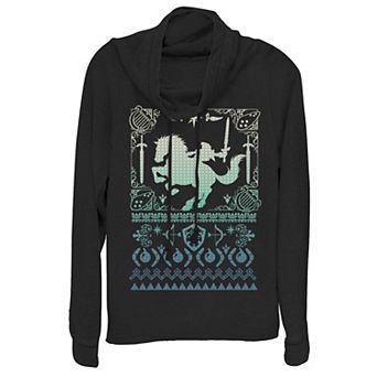 Juniors' Nintendo Zelda Link and Epona Holiday Cowlneck Graphic Lightweight Long Sleeve