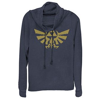 Juniors' Zelda Triforce Hyrule Crest Cowl Neck Pullover
