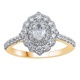 From the Heart 14k Gold 1 Carat T.W. Diamond Double Oval Halo Engagement Ring
