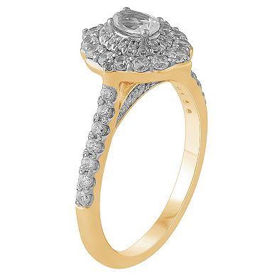 From the Heart 14k Gold 1 Carat T.W. Diamond Double Oval Halo Engagement Ring