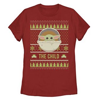 Junior's Star Wars The Mandalorian The Child Christmas Sweater Style Tee