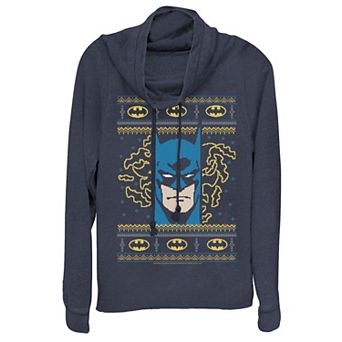 Juniors' Batman Pixel Portrait Cowlneck Sweatshirt