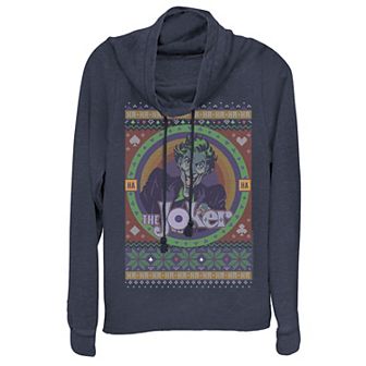 Juniors' Batman The Joker Retro Cowlneck Sweatshirt