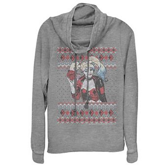Juniors' Batman Harley Quinn Ornament Cowlneck Sweatshirt
