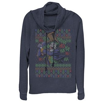 Juniors' Batman The Joker Vintage Christmas Cowlneck Sweatshirt