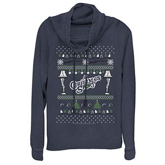 Juniors' A Christmas Story Ugly Sweater Cowlneck Sweatshirt
