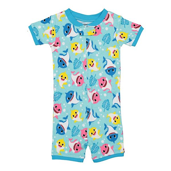 Baby Girl Baby Shark Allover Print Romper Pajamas