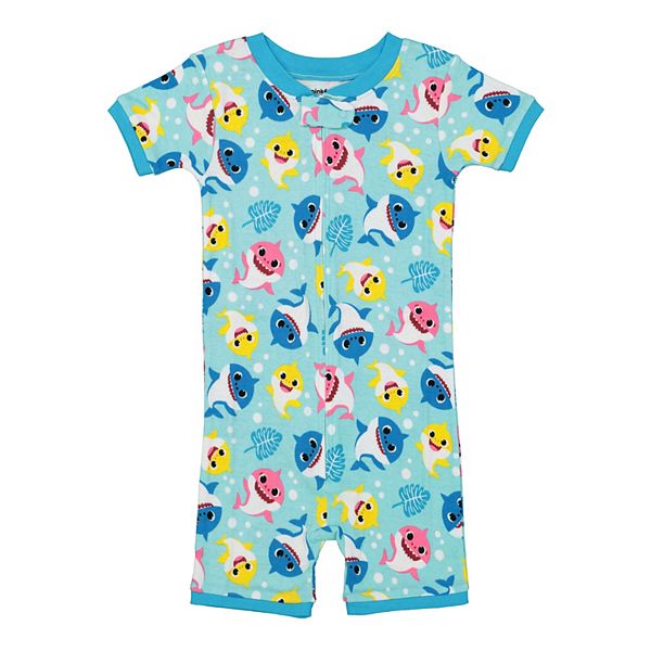 Toddler Girl Baby Shark Allover Print Romper Pajamas