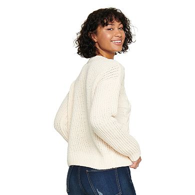 Juniors' SO® Braided Cable Chenille Pullover
