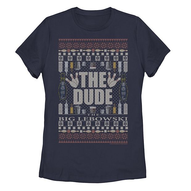 Junior's The Big Lebowski The Dude Ugly Christmas Sweater Tee