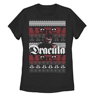 Junior's Universal Monsters Christmas Dracula Ugly Sweater Tee
