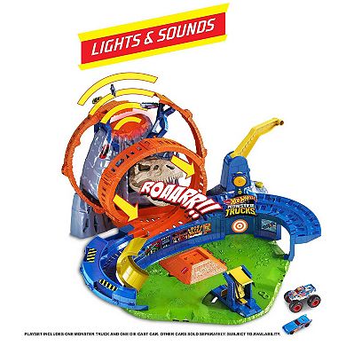 Hot Wheels Monster Trucks T. Rex Volcano Arena Track Playset