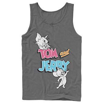 Men's Tom And Jerry Patterned Logo Stamp Portrait Tank Top
