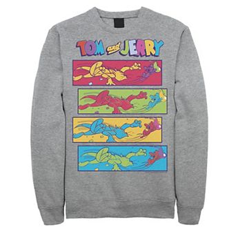 Men's Tom And Jerry Multi-Color Chase Scene Panels Sweatshirt