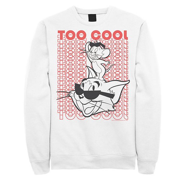 Men's Tom And Jerry Too Cool Word Stack Portrait Sweatshirt