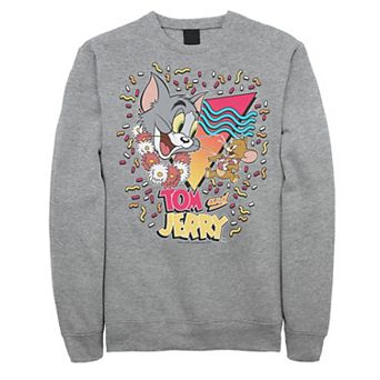 Men's Tom And Jerry 90's Confetti Portrait Logo Sweatshirt