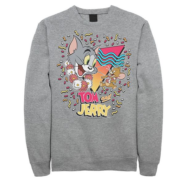 Men's Tom And Jerry 90's Confetti Portrait Logo Sweatshirt