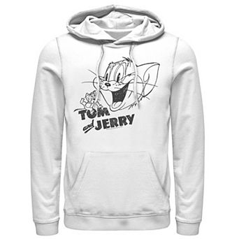 Men's Tom And Jerry Line Art Portrait Logo Hoodie