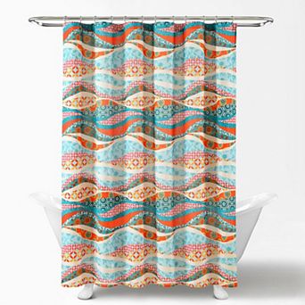 Lush Decor Hailey Watercolor Wave Shower Curtain