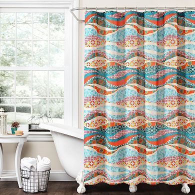 Lush Decor Hailey Watercolor Wave Shower Curtain