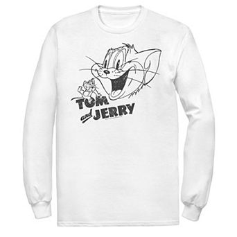 Men's Tom And Jerry Line Art Portrait Logo Tee
