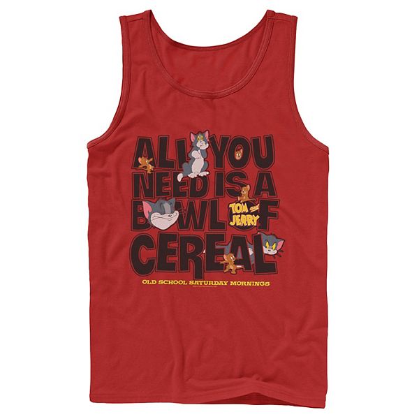 Men's Tom And Jerry All You Need Is A Bowl Of Cereal Tank Top