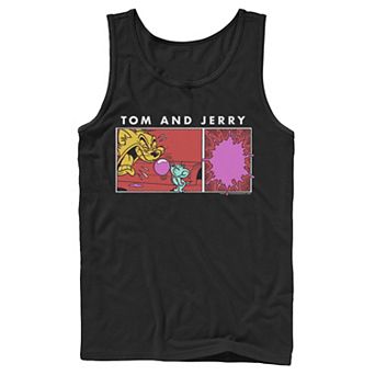 Men's Tom And Jerry Bubble Gum Scene Portrait Panel Tank Top